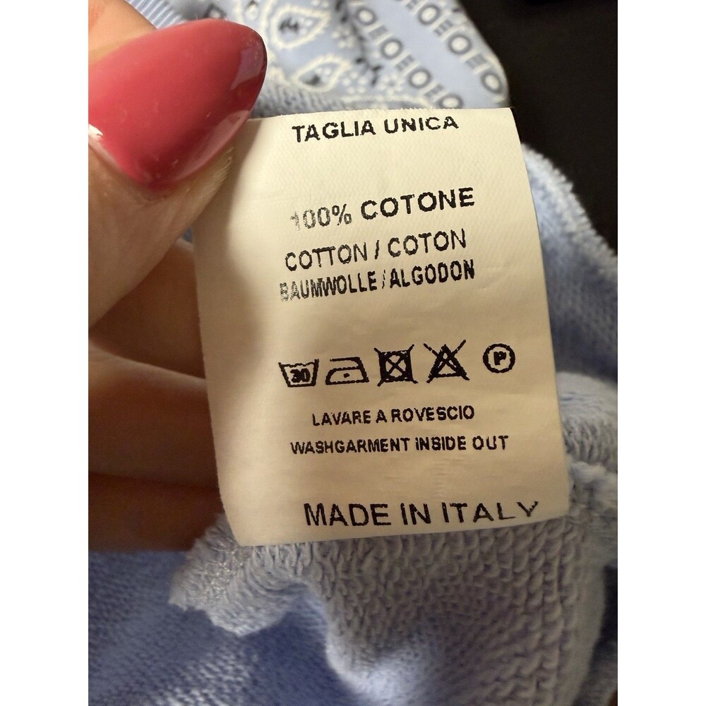 Madame Pauline Vintage Blue Bandana Sweatshirt Cotton Made In Italy One Size - Picture 8 of 8